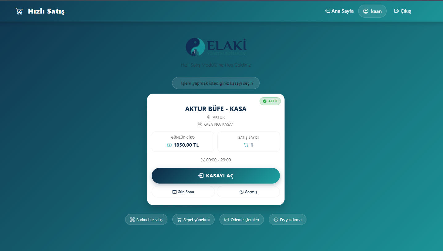 Hızlı satış kasa ekranı